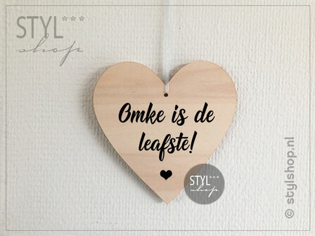 Houten hartje hart fries kado frysk omke is de leafste