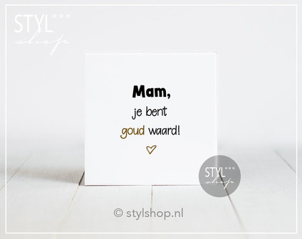 origineel cadeau mama mam moederdag tegel met tekst cadeau spreuk woondecoratie zwart wit uniek