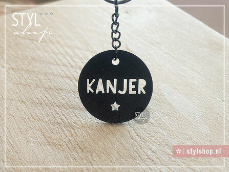 Sleutelhanger kanjer klein kadootje cadeautje sleutel hanger zwart mdf