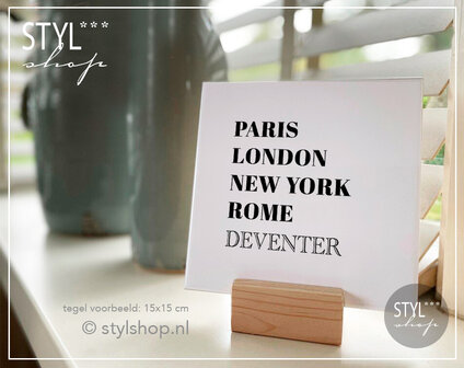 Tegeltje paris london new york rome eigen woonplaats uniek tegel &nbsp;woondecoratie trendy bestseller