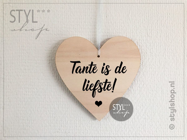 Houten hartje hart kado tante is de liefste