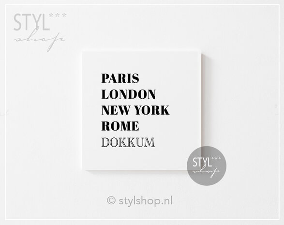 Tegeltje paris london new york rome eigen woonplaats uniek tegel  woondecoratie trendy bestseller